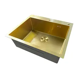 Кухонна мийка з нержавіючої сталі Mixxus MH6050 Micro Decor Brushed Gold MI8222, Золотий - мініатюра 5