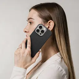 Защитный чехол для Apple iPhone 16 Pro, BlackIcon Kevlar MagCase, кевларовый, черный, панель, накладка с поддержкой MagSafe, противоударный, защита всего корпуса, усиленные углы, совместим с беспроводной зарядкой, ArmorStandart (ARM88534) - мініатюра 9