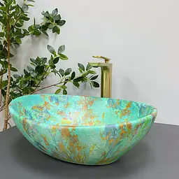 Умивальник VBI Parma marble green matt накладний VBI-011003, Цветной - мініатюра 5