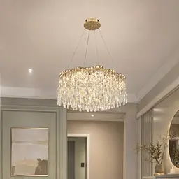 Золота підвісна кришталева LED люстра Artlight 8635/600GD діаметром 57 см з 3 режимами 81W.