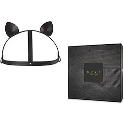 Маска кішечки Bijoux Indiscrets Maze - Cat Ears Headpiece Black, екошкіра - мініатюра 2
