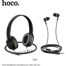 Пара навушників Hoco Enlighten W24 накладні та вставні чорні з червоним - мініатюра 6