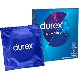 Презервативи Durex Classic латексні з силіконовою змазкою (класичні) 3 шт. (5010232954250) - мініатюра 1