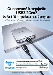 Перехідник UGREEN US701 USB-A - USB-C USB 3.2 Gen 2 чорний (55618) - мініатюра 4