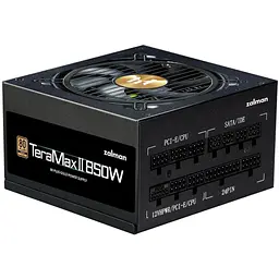 Zalman Блок живлення Teramax 2 (850W), >90%, 80+ Gold, 120мм, 1xMB 28pin (18+10), 2xCPU 8pin(4+4), 3xMolex, 12xSATA, 4xPCIe 8pin(6+2), 1х12VHPWR, Fully Modular