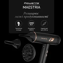 Фен Rowenta Ultimate Experience Maestria 2000 Вт чорний (CV9920F3) - мініатюра 14
