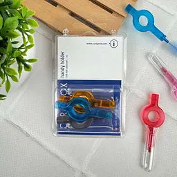 Тримач для міжзубних йоршиків Curaprox UHS 409 Handy Holder, набір 3 шт - кольорові, з ковпачками