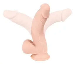 Фалоімітатор з мошонкою Nature Skin Medium Bendable тілесний - мініатюра 4