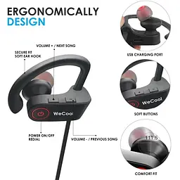 Навушники WeCool U8i Bluetooth з мікрофоном Червоні  - мініатюра 3