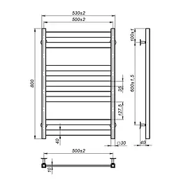 Рушникосушка водяна Onlyheat Solis 500/800/8, Хром - мініатюра 3