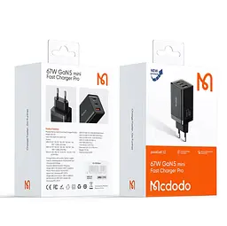 Мережевий зарядний пристрій McDodo 67W 2C+1A GAN 5 Mini Pro Fast Charger (EU) CH-1541 Чорний - мініатюра 2