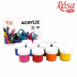 Набір акрилових фарб Graffiti 12×10 мл ROSA Start (4823098531074) - мініатюра 3