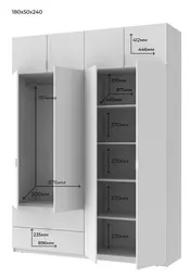 Шафа розпашна для одягу Doros Лукас Білий 180х50х240 (80737069) - мініатюра 5