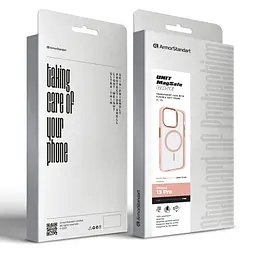 Чехол Apple iPhone 13 Pro, Unit MagSafe, розовый, прозрачный, магсейф, противоударный, магнитный, панель-накладка с поддержкой MagSafe, с поддержкой беспроводной зарядки, TPU+PC, защита всего корпуса, ударопрочный, ArmorStandart (ARM75199) - мініатюра 2