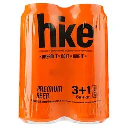 Уцінка. Пиво Hike Premium, світле, 4,8%, з/б, 2 л (4 шт. по 0,5 л) (840504)  