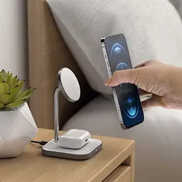 Бездротовий зарядний пристрій Satechi Magnetic Wireless Charging Stand Aluminum 2 in 1 Space Gray (ST-WMCS2M) - мініатюра 5