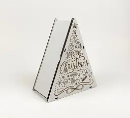 Коробочка новорічна біла у формі трикутника "Merry Christmas" з гравіюванням - мініатюра 1