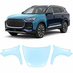 Антигравійна захисна бронеплівка за лекалами для Chery Tiggo 8 Pro I facelift 2023- капот і передні крила