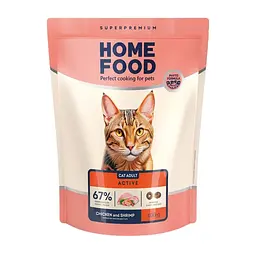 Сухий корм для активних котів Home Food Adult з куркою та креветкою 400 г