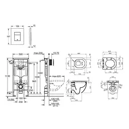 Комплект 4 в 1: Інсталяція Grohe Rapid SL 3 в 1 38772001 + Унітаз безободковий Kroner Harz WHI493736 RIMLESS з сидінням Slim Duroplast / Soft-close / Quick relase KH493736WHIR (38772001KH493736) - мініатюра 2