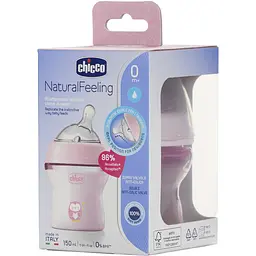 Пляшечка для годування Chicco Natural Feeling, Color, з силіконовою соскою, 150 мл, рожевий (81311.10) - мініатюра 8