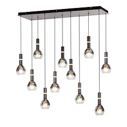 Стильна підвісна каскадна люстра Levistella 999101F-11 (900) G9 чорна димчаста LED 11 плафонів