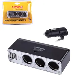 Автомобільний розгалужувач прикурювача VOIN 32 виходу 2USB 2100mA 12/24V (SC-3036)