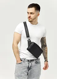 Чоловіча сумка бананка Sambag Harvi чорна 24 × 16 × 6 см (88213001m)