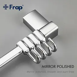 Вішалка Frap F1815-4 на 4 рухомих гачка 284 мм з 2-ма накладками, білий/хром, Хром - мініатюра 4