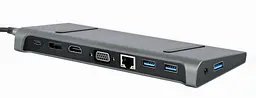Док-станція Cablexpert USB-C 9-в-1 (A-CM-COMBO9-02) USB-хаб + HDMI/VGA/PD/LAN/3.5-мм аудіо - мініатюра 3