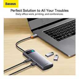 USB-хаб Baseus Metal Gleam Series 4-in-1 Multifunctional Type-C HUB Docking Station Gray（Type-C to USB3.0*4） (WKWG070013) - мініатюра 9