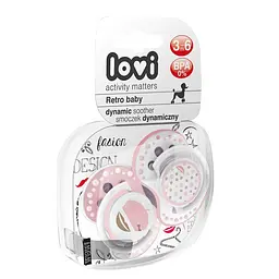 Пустушка силіконова динамічна Lovi Retro baby, 3-6 міс., 2 шт., рожевий (22/804girl) - мініатюра 2