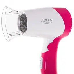 Фен дорожній Adler AD 2259, 1200 Вт 2 швидкості підвісна петля компактний 1 шт. білий (33705-IS) - мініатюра 3