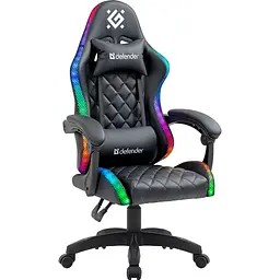Крісло ігрове Defender Energy, Клас 4, 50 мм, PU, RGB, чорне - мініатюра 3