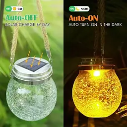 Декоративна кришталева скляна LED куля для тераси / Садовий ліхтар на сонячній батареї garden light jar - мініатюра 4
