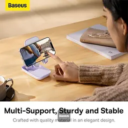 Підставка для гаджетів Baseus Seashell Series Folding Phone Stand (with Xiaomirror) B10551501511-00 Purple - мініатюра 8