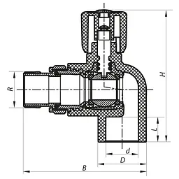 Кран радіаторний Koer 25x3/4 кутовий PPR K0158.Pro KP0202 - мініатюра 2