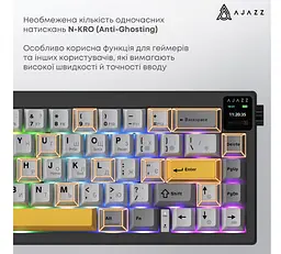 Клавиатура игровая механическая беспроводная Ajazz AK-650B Black RGB Flying Fish Switch Hot-Swap 2.4G/Bluetooth/USB - мініатюра 15