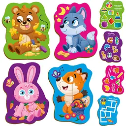 Пазли картонні з грою Vladi Toys Малюк зможе Лісові звірі 14 елементів (VT1722-26) - мініатюра 2