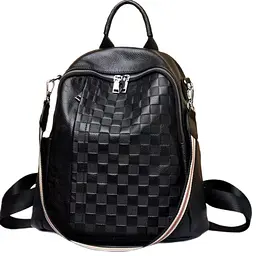 Шкіряний жіночий рюкзак з тисненням 42147 Tiding Bag чорний