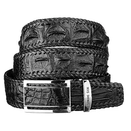 Ремінь-автомат CROCODILE LEATHER 18010 з натуральної шкіри крокодила чорний 120 см - мініатюра 11