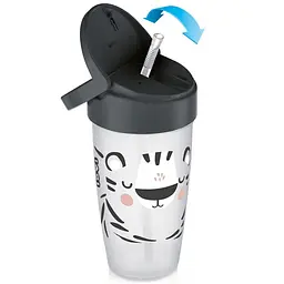 Кружка-непроливайка Lovi Salt&Pepper, з силіконовою трубочкою, 350 мл, чорний із сріблястим (35/357) - мініатюра 2