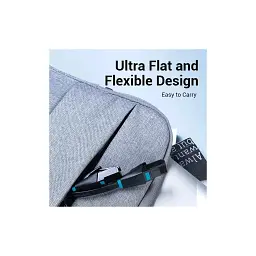 Патч-корд 1м, UTP cat 6 RJ-45 flat black Vention (IBJBF) - мініатюра 4