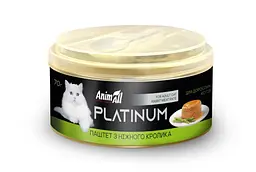 Вологий корм AnimAll Platinum для дорослих кішок, ніжний паштет із кролика, 70 г