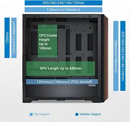 Корпус SAMA Z60 без БЖ (Z60-BKAWA4X1-GL) Black - мініатюра 6