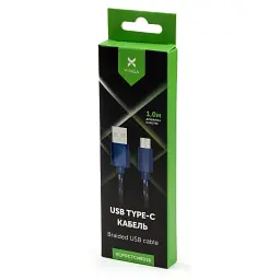 Дата кабель USB 2.0 AM to USB-C 1.0m 2color nylon blue Vinga (VCPDCTCNB31B) - мініатюра 4