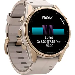 Смарт-годинник Garmin Fenix 8 AMOLED Sapphire 43mm Soft Gold with Limestone Leather Band [010-02903-40] [115170] - мініатюра 3