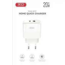 Зарядний пристрій XO 1xUSB QC3.0 + 1xUSB-C PD20W (XO-QC37) - мініатюра 5