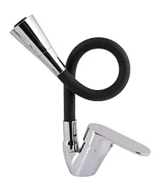 Змішувач для кухні Lidz Tani 008F3 з гнучким виливом (k40) Black / Chrome LDTAN008F3BCR39484 - мініатюра 2