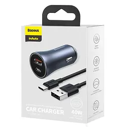 Автозарядний із кабелем у комплекті Baseus Golden Contactor Pro 40 W 2 USB + Type-C 5 A (1m) - мініатюра 6